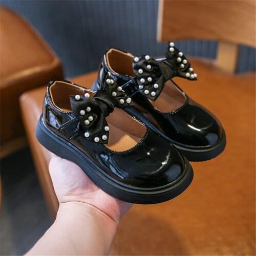 Baby Girls Shoes Patent Leather Princes Shoes Big Bow Mary Janes Party Shoes For Kids Dress Shoe 2021 Autumn Spring Child Baby