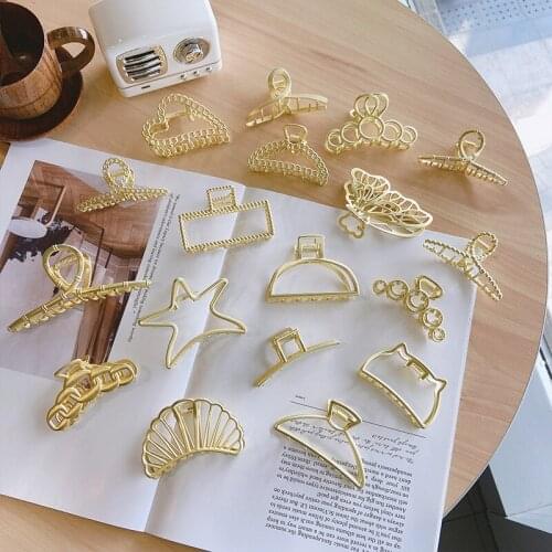 Women Girls Hair Claws Clip Cute Heart Hollow Geometric Gold Alloy Sweet Headband Hair Clips Hairpins Fashion Hair Accessories