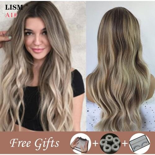Women Harajuku Wig Fashion Pelucas Sinteticas Mujer Perruque Femme Water Wave Wigs Ash Blonde Violet Progressiva Cabelo Manga
