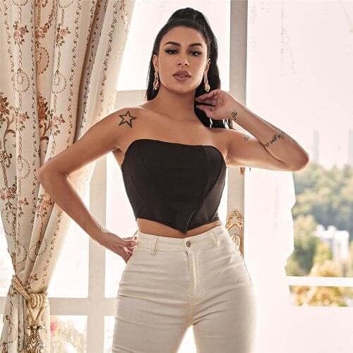 Sexy Women Push Up Tank Top Bustiers Corsets Strapless Off Shoulder Waist Slim Overbust Tops Clubwear Party Outerwear Shirt