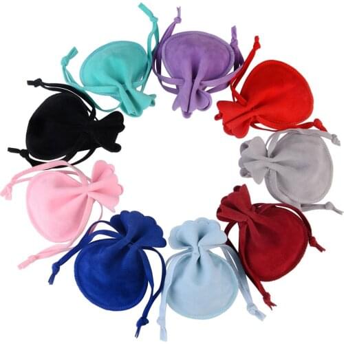 20pcs/Lot Round Velvet Bag 7x9 9x12cm Jewelry Organizer Dustproof Flannel Drawstring Gift Wedding Packing Bag Pouch Accessories