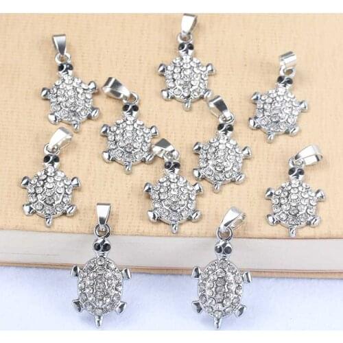 10pcs Ms. Cute Little Turtle Pendant Girl Simple Crystal Zircon Turtle Pendant Jewelry Gift Wholesale Necklace