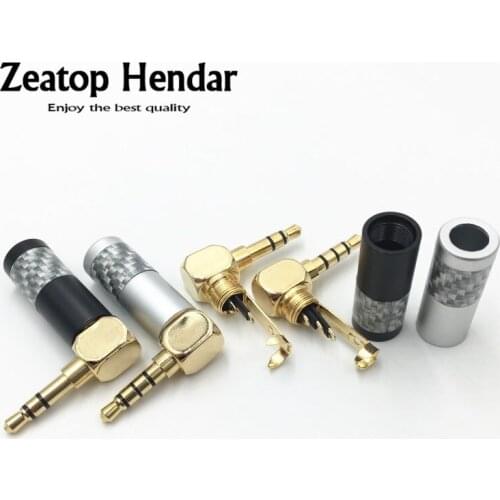10Pcs Right Angle 3.5mm 3 / 4 Pole Male Stereo Audio Jack 3.5 Plug for DIY Repair Hifi Headphone Cable Carbon Fiber Connector