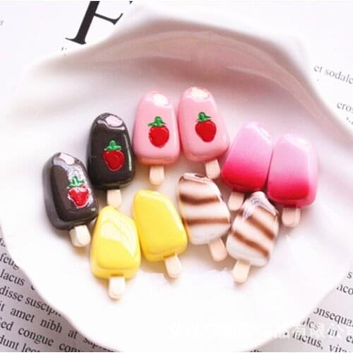 10pcs Resin Cabochons Ice Cream Flatback Crafts for Jewelry Hair Bow Making Embellishments DIY