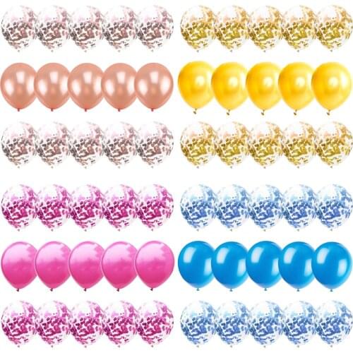 15pcs 2 Style 12 Inch Rose Gold Blue Round Latex Confetti Balloon Kids Birthday Party Valentines Day Wedding Festival Decor
