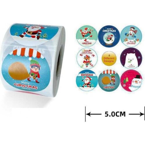 5cm Christmas Stickers 500pcs Round Label stickers for Wedding Favors and Party Handmade Gift Envelope Seal Stationery Sticker