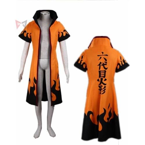 Athemis Shippuuden Uzumaki Cosplay Coat Jacket Orange VI Kakashi Cloack Cape For Halloween Kid Adult Plus Size