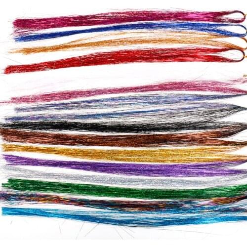 Sparkle Hair Tinsel Bling Hair Secoration For Synthetic Hair Extension Glitter Rainbow For Girls Party 28inch 120Strands/pcs