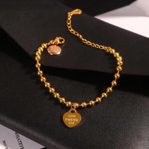 316L stainless steel bracelet women round beads heart-shaped fashion bracelet, high quality jewelry love women bracelet