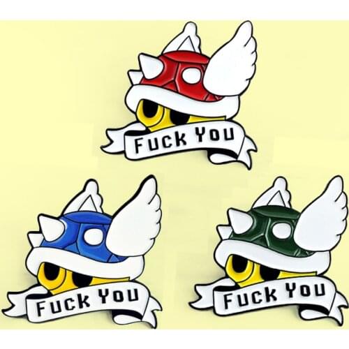 Cartoon Shell Mario Kart Brooch Green Red Blue Mario Kart Enamel pin Lapel Comics game icons Badge Button Brooch Gift friends