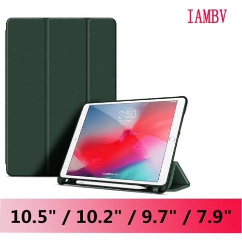 For iPad Air 3 10.5 Case with Pencil Holder for iPad Pro 10.2 Case Cover PU Leather for iPad Air1 Air2 new 9.7 inch mini 4 5