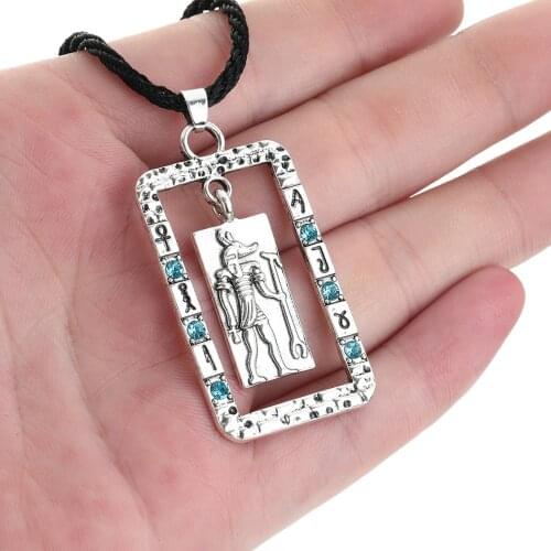 Cxwind Gothic Ancient Egyptian Gods Pendant Necklace for Men Viking Norse Amulet Pagan Charm Geometric Jewelry collar