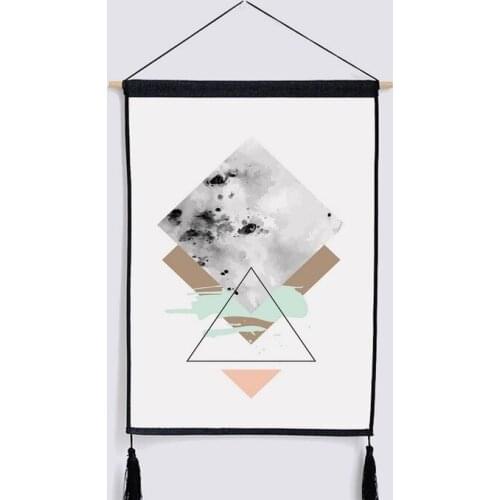 Nordic geometric hanging decorative painting, curtain decoration wall, cotton and linen weaving