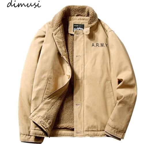 DIMUSI Mens Jacket Fashion Men Fleece Cotton-Padded Coats Parkas Casual Outwear Slim Fit Fur Collar Thermal Jackets Men Clothing