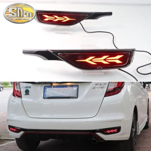 For Honda JAZZ Fit 2018 - 2020 3-in-1 Functions 12V LED Bumper Light Rear Fog Lamp Brake Light Dynamic Turn Signal Reflector