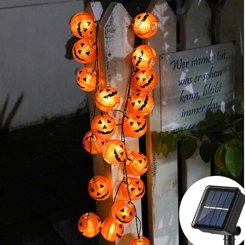 Halloween Holiday Pumpkin Lantern String Lights Solar powered 10/20 LED DIY Warm White Pumpkin Lantern for Halloween Decoration