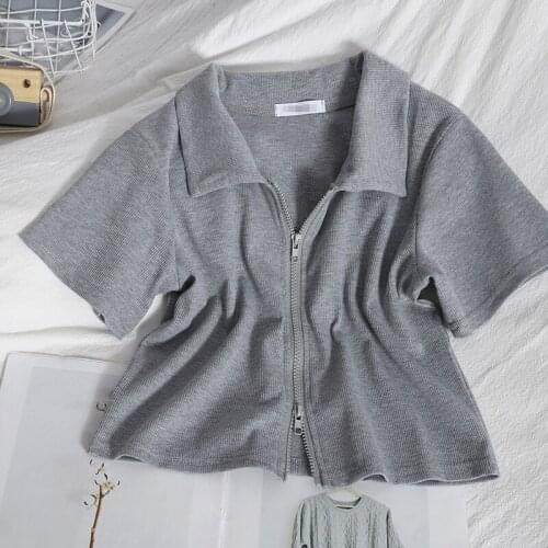 HELIAR Women Summer Polo T-shirt Women Crop Top Female Slim Casual OL Tops Solid Short Sleeve Tees For Women