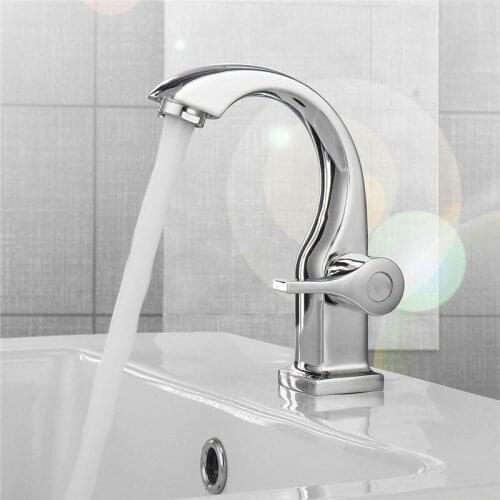 Chrome Single Handle Bathroom Basin Faucets Deck Mounted Kitchen Single Hole Bath Tap Single Cold Water Tap Copper Alloy Faucet