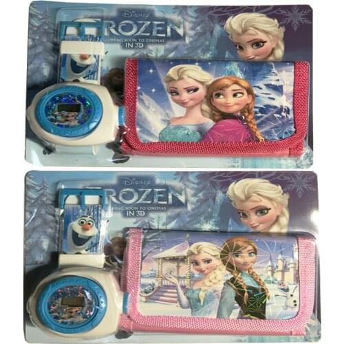 Cartoons Frozen Spiderman 24 kinds of figure 3D projection childrens watches boy girl Coin purse set Childrens birthday gifts