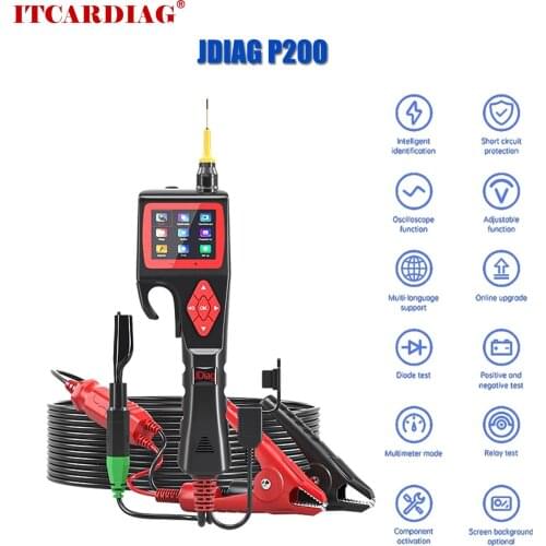 JDiag P200 Circuit Tester Smart Test For Electrical System 9V-30V Relay/Diode/Oscilloscope/Positive Test With Multi Languge