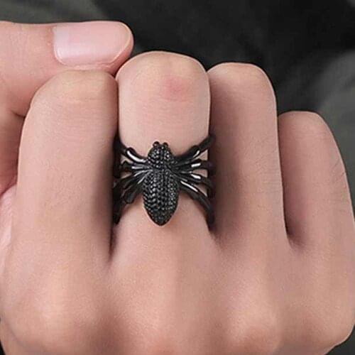 JHSL 20mm Big Large Men Spider Rings Black Silver Color Stainless Steel Hiphop FashionJewelry Anniversary Size 8 9 10 11 12