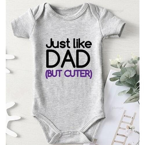 Just Like Dad But Cuter Letter Printed Boutique Kids Clothing Toddler Girl Costume New Born Baby Items Romper Children Jumpsuits