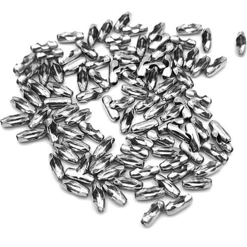 50Pcs Stainless Steel 1.5-6.0mm Ball Chain Connector Clasps End Beads Crimp DIY For Jewelry Making Accessories Wholesale