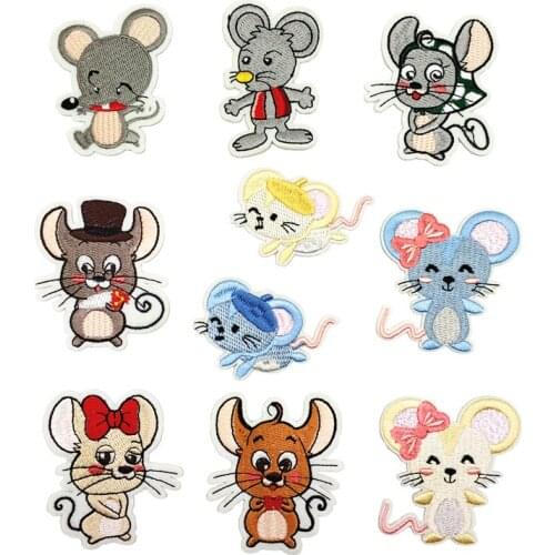 Lion Cat Mouse Cartoon Animal for Clothes Decorate Embroidered DIY Dressing Childrens Clothes Iron on Patch Cute Stickers