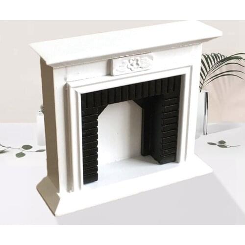1/12 Dollhouse Furniture Vintage Black White Fireplace Doll House Accessories For Doll House Toys Mini Fireplace Ornament