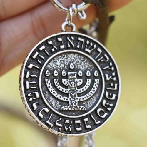 Mens Israel necklace Menorah Pendant Hebrew Letter Orthodox Prayer Hand Jerusalem Corss Patron Shield Jewelry Dropships