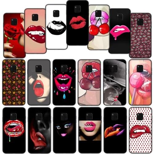 Woman girl lips Luxury Soft Cover Case for Huawei Mate 30 20 Lite Y6 Y7 Pro P Smart Z Plus