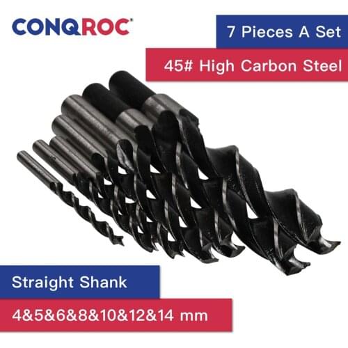 7 Pieces Brad Point Twist Drill Bits Set 4mm 5mm 6mm 8mm 10mm 12mm 14mm High Carbon Steel Wood Working Drill Bits Kit