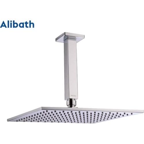 Bathroom shower Head Gooseneck Square Brass Wall Mount Shower Arm Ultrathin Bathroom Shower Head Set