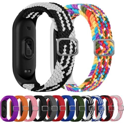 Nylon Sport Bracelet for mi band 6 5 Strap Braided stretch Solo Loop watch Belt correa Miband strap Wristband xiaomi Mi band 4 3