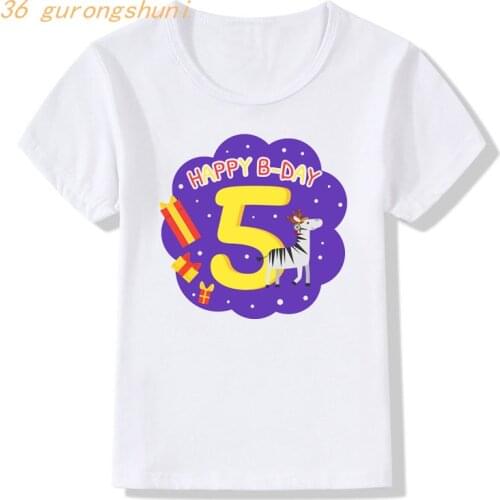 Number 2 3 4 8 5rd Happy Birthday Cartoon Kids T Shirt for Boys Girls Clothes Children Tshirt Girl Print Graphic Tee Kid T-shirt