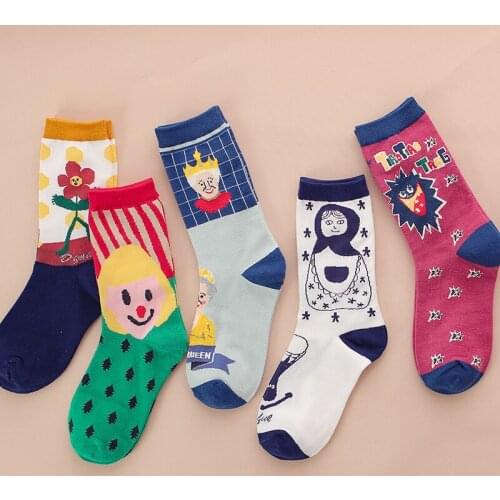 Socks Female European and American Fashion Cartoon Anime Jumping Sugar Ladies Tube Socks Cotton Sweat-absorbent Sports Socks