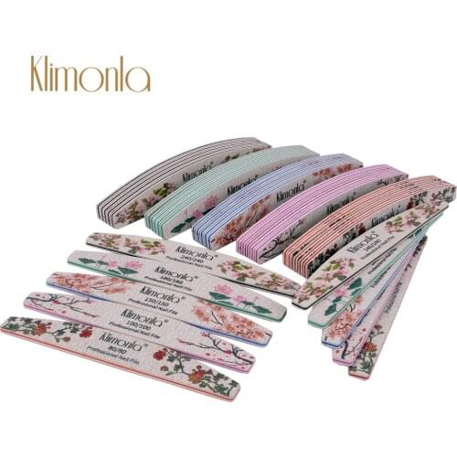 New 10Pcs/Lot Klimonla Sanding Nial File 80/100/150/180/240 Grit Sandpaper Design Printing Flowers Pedicure Tool Files Salon