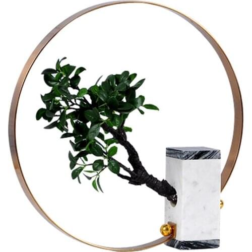 New Chinese Light Luxury Crafts Home Decoration Zen Flower Hotel Lobby Marble Dry Flower Decoration Gifts