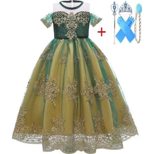 3-12 Years Kids Dresses 2020 new Snow Queen 2 Cosplay Elsa Anna Girls Dress Summer Mesh Princess Dress Party Performance Costume