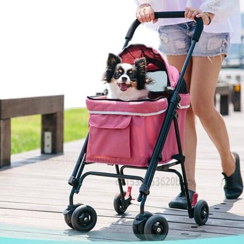 Portable Folding Pet Cart Dog Cat Teddy Compact Four-wheeled Outdoor Travel Gear Go Out Light Pet Stroller Dog Stroller
