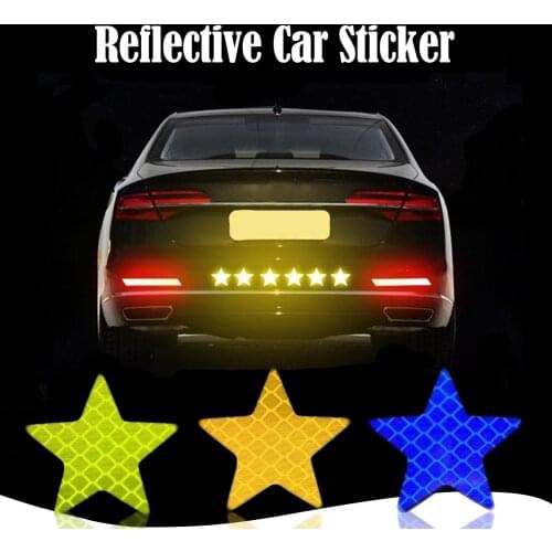5pcs Car Safety Mark Warning Tape Five-pointed Star Reflective Strip Stickers For Bicycle Car Exterior Decoration Accessories