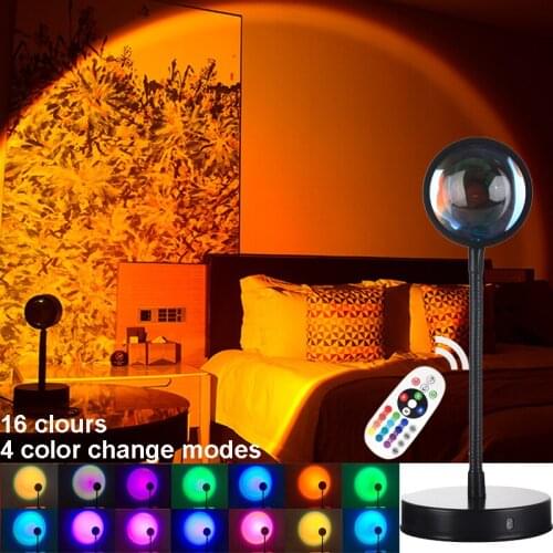 4/16 Colors Sunset Projection Night Lights Live Broadcast Background Projector Atmosphere Rainbow Lamp Decoration For Bedroom