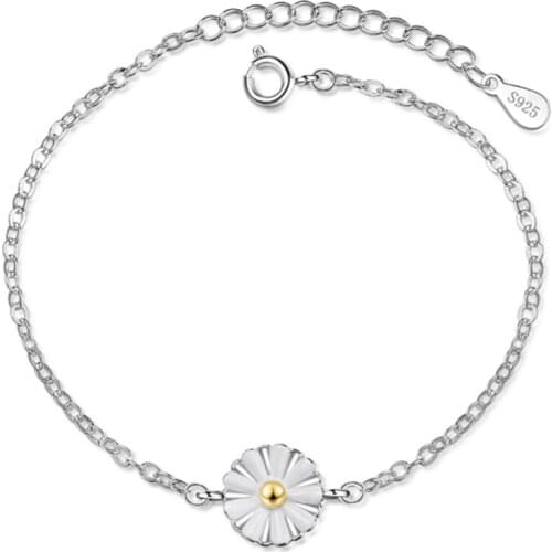 Simple and fresh personality temperament trend sweet wild small daisy female models silver plated bracelets JO035