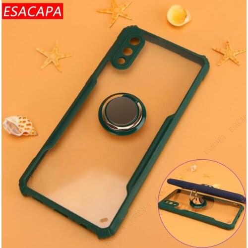 Transparent Acrylic Phone Case For Huawei Y8P Y6P Y5P 2020 Y9A Y7P Ring Stand Holder Shockproof Hard Cover For Huawei P30 Pro