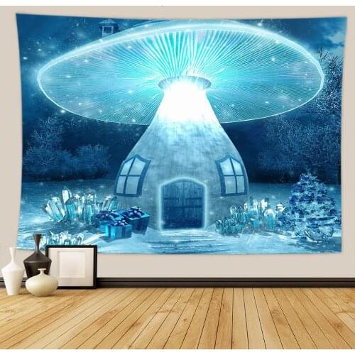 Psilocybin Mushroom Mandala Tapestry Wall Hanging Aesthetic Psychedelic Tapiz Witchcraft Tapestry Polyester Wall Fabric