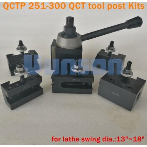 QCTP 251-300 Piston type 13"~18" quick change tool kits QCT kits 1pcs locking tool post turret+5pcs tool holders for cnc lathe