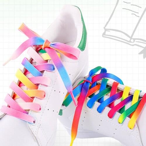 Rainbow Colorful Flat Shoelaces Fashion Printed Gradient Shoes Laces Accessories Outdoor Sneakers Shoelaces Canvas Bootlaces