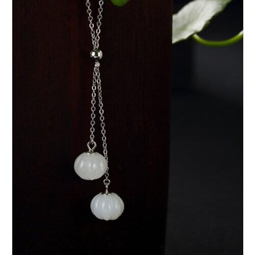 S925 pure silver antique mosaic and Tian Yu Baiyu lady high-grade high-grade jointless clavicle chain chain wholesale