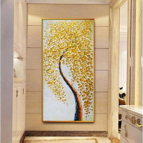 Modern Oil Painting Printed on Canvas Money Tree Flower Plant Canvas Painting Art Posters Prints Wall Picture Living Room Decor