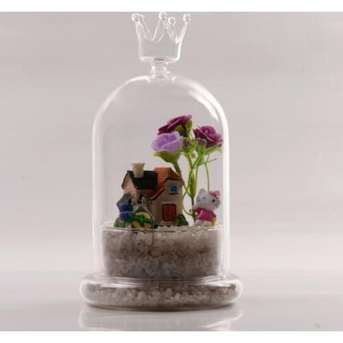 10*19cm Glass Plate Base Crown Top Glass Dome Vase Home Decoration Diameter=10cm Height=19cm Glass Cover Wedding Gift